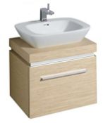 (SV67) Keramag Gerbit 600mm Oak White Vanity Unit.RRP £1,185.99.Comes complete with basin. T...