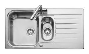 (SV139) Leisure Sinks Seattle SE9502POL/TCAD2 reversible sink 1.5 bowl two tap holes and AD2 ta...