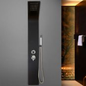 (MG123) Modern Black Column Bathroom Waterfall Mixer Shower Panel With Body Jet. This Black Sh...