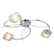 (MG151) Ferro Spiral Silver Chrome effect 3 Lamp Ceiling light. The modern but elegant Ferro li...