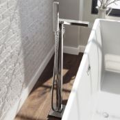 (DE71) Freestanding Bath Filler Mixer Tap Chrome Hand Held Shower Head Set. Chrome plated solid...