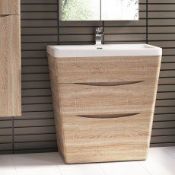 NEW & BOXED 800mm Austin II Light Oak Effect Built In Basin Drawer Unit Ð Floor Standing. RRP...