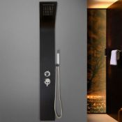 (JG9) NEW & BOXED Modern Black Column Bathroom Tub Waterfall Mixer Shower Panel With Body Jet. ...