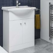 NEW 650mm Quartz White Basin Vanity Unit- Floor Standing. RRP £399.99. Comes complete with bas...