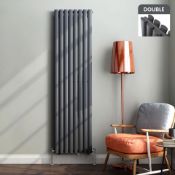 (YC133) NEW 1800x480mm Anthracite Double Oval Tube Vertical Premium Radiator. RRP £439.99. We ...