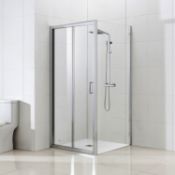 NEW 900x900mm - 8mm - Elements EasyClean Bi Fold Door Shower Enclosure + 900x900mm White Slate...