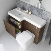 NEW & BOXED 906mm Olympia Walnut Effect Drawer Vanity Unit Left with Florence Pan FULL SET...