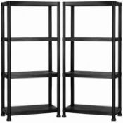 (PP557) 4 Tier Black Plastic Heavy Duty Shelving Racking Storage Unit The black plastic...
