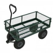 (PP548) Heavy Duty Metal Gardening Trolley - Green Trailer Cart Our latest arrival is the ga...
