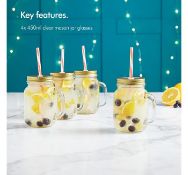 (PP72) Set of 4 Mason Jar Glasses Ideal for outdoor use such as BBQs, garden parties, weddings...