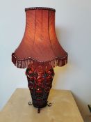 Large Vintage Venetian Murano style Red Hand Blown Caged Glass Table Lamp