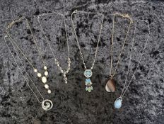 6 vintage and retro style necklaces various materials.