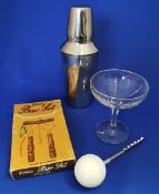 Group of Bar Items inc Babycham Glass, Martini Shaker.
