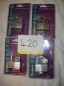 4 x Carlisle Brass Steel Padlock