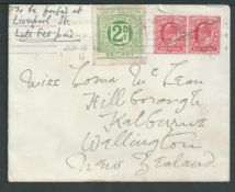 G.B. - Railways 1911 Cover to New Zealand endorsed 