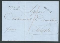 Cyprus 1858 Entire to Trieste handstamped by the very scarce 