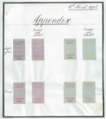 Printers 1908 De La Rue Appendix Sheet dated 11th March 1908 bearing in two double columns 8 adhesiv