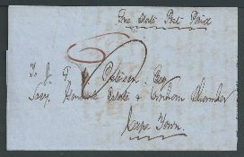 Orange Free State 1861 Part entire (side flaps removed) to Cape Town, endorsed 