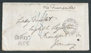GB - Crimean War 1855 Stampless cover to Germany with, 'POST OFFICE / B / BRITISH ARMY