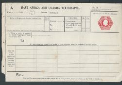British East Africa c.1902 East Africa and Uganda Telegraphs Form with King Edward VII 1R postal ...