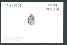 Malta 1902 Die proof of the King Edward VII head used for the 1903-04 issue of Malta, printed in bla