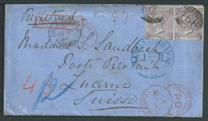 G.B. - London 1866 Registered Cover from Liverpool to Switzerland, with 