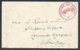 Tristan Da Cunha 1928 Stampless cover to Lourenco Marques with the very scarce type Iva 