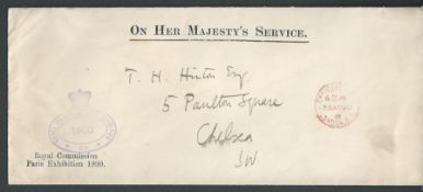 G.B. - Exhibitions / Official Mail 1899 Long stampless O.H.M.S. cover with 