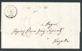 Palestin - French P.O. 1856 Entire letter from Jerusalem to France with straight line 