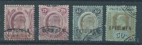 Malaya - Straits Settlements 1906-12 4c dull purple, 21c, 45c and 50c, S.G. 155, 160, 163, 164, over