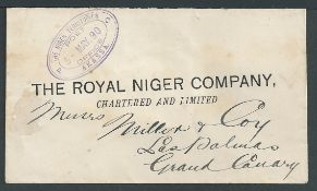 Niger Coast 1890 Stampless cover (minor staining) with the printed heading 