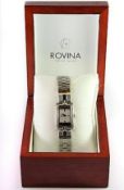 Boxed Lady's Rovina Diamond Set Stainless Steel Wrist Watch