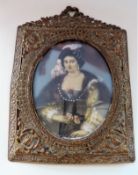 Antique Miniature Portrait Mary Queen of Scots