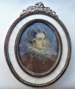 Miniature Portrait Mary Queen of Scots in Ornate Frame