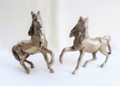 Pair Italian Silverplate Horse Sculptures