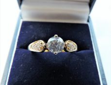 Sterling Silver Gilt Ring Set with White Stones