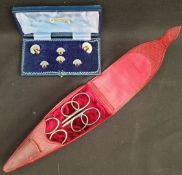 Antiques Costume Jewellery Boxed Shirt Studs and Scissor Case