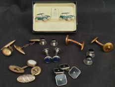 Vintage Costume Jewellery Cuff Links Includes Stratton Mini Cooper & 9ct Gold Cuff Links