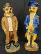 Vintage 2 x Resin Meerkat Figures 13 Inches Tall