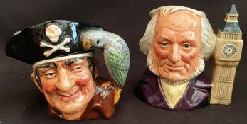 Vintage Pair of Royal Doulton Character Jugs Long John Silver & John Doulton