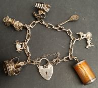 Vintage Sterling Silver Charm Bracelet Includes 8 Charms