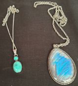 Vintage Costume Jewellery 2 x Sterling Silver Necklaces With Pendants