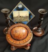 Vintage Barley Twist Candle Sticks Globe & Picture Frame
