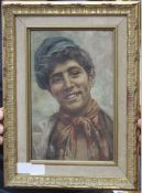 Italian School Portrait of a Neapolitan Youth Oil on Canvas