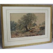 Edwardian Cattle in Landscape Watercolour 