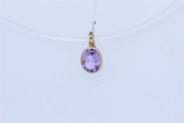 9k Yellow Gold Amethyst Set Pendant