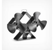 (KK112) Double Stove Fan Increase the efficiency of your freestanding stove oven or wood bur...