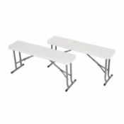 (KK193) 2x 3ft 95cm Folding Heavy Duty Outdoor 2 Person Trestle Bench Chair The folding tr...