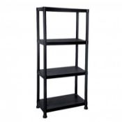 (KK72) 4 Tier Black Plastic Heavy Duty Shelving Racking Storage Unit The black plastic racki...