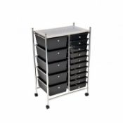 (KK201) 15 Drawer Storage Mobile Makeup Salon Trolley Portable Storage Organiser The drawe...